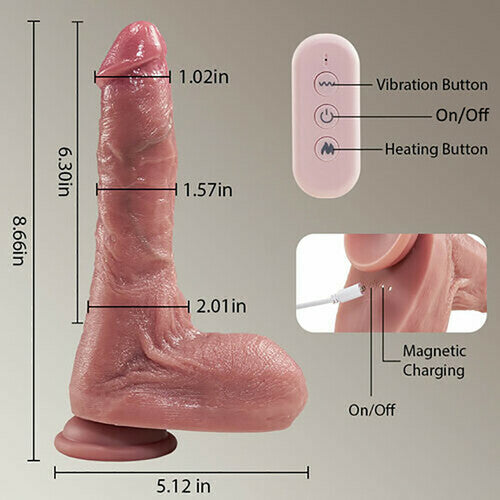 Small Glans Thick Shaft Big Ball 7 Thrusting Swinging 10 Vibrating Heating Lifelike Dildo 8.66 Inch