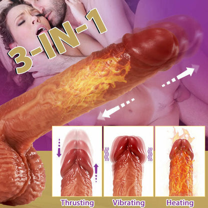 3-in-1 Thrusting 5 Vibrations 42 ℃ Heating Realistic Non-sticky Blush Dildo 9 Inch