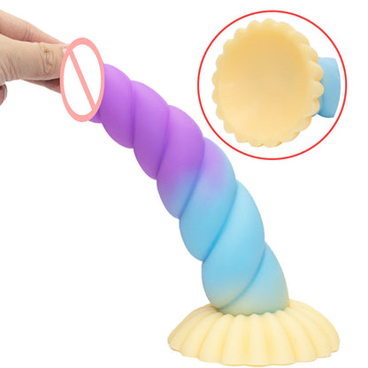 Colorful Braid Dildo Vibrator Liquid Silicone Anal Plug