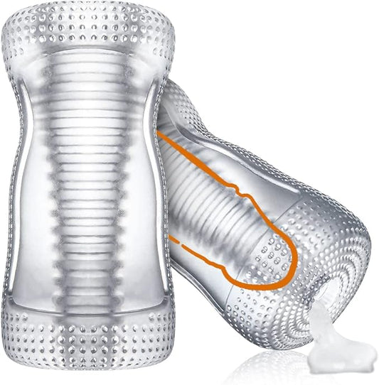 Manual Sucking Insertion Male Masturbators, With TPE Spiral Textured Masturbation Sleeve