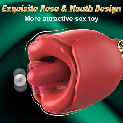 Rose Sex Toy with 360° Rotated Licking Tongue Mouth