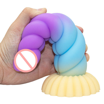 Colorful Braid Dildo Vibrator Liquid Silicone Anal Plug