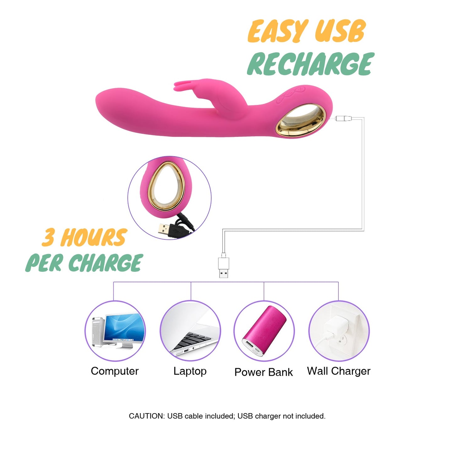 Rabbit Vibrator 42 ℃ Heating Stick Masturbation Waterproof Multi-frequency