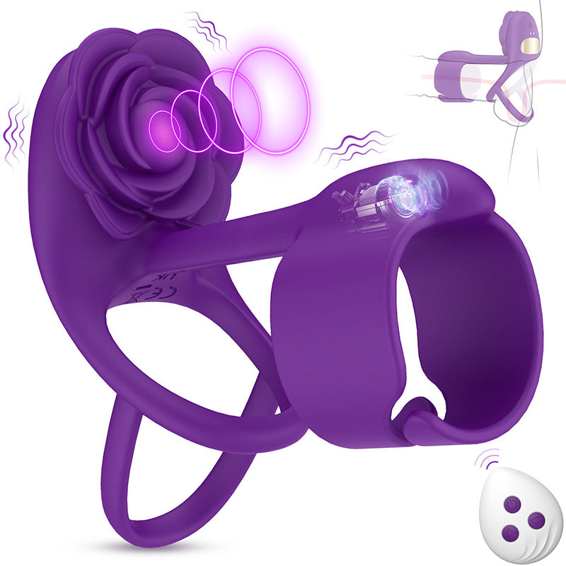 3 IN 1 Vibrating Rose Penis Ring with 10 Vibration