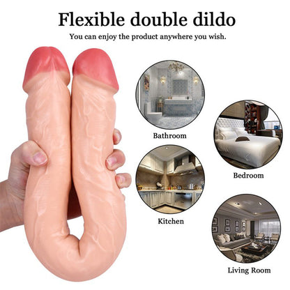 Double-Ended Soft Silicone Simulated Anus Masturbation Dildo