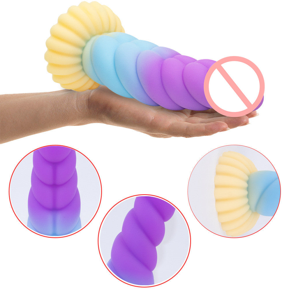 Colorful Braid Dildo Vibrator Liquid Silicone Anal Plug