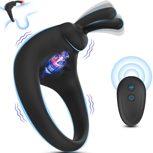 Lurevibe - Rabbit Vibrating Cock Ring Adult Sex Toys with Clitoral Vibrator