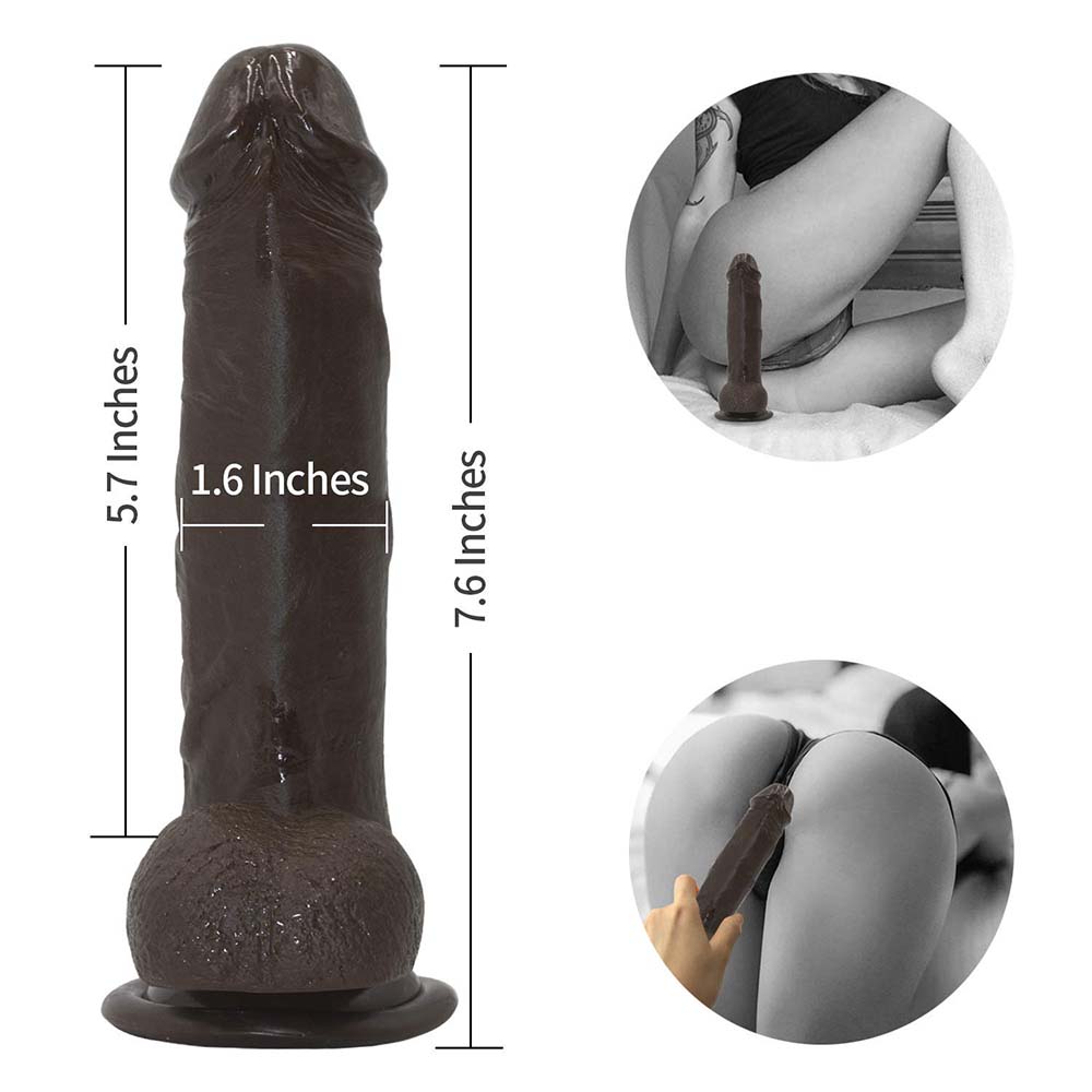 Strap-on Dildo Silicone Dildo with Wearable Sex Harness 7.6'' (Black)